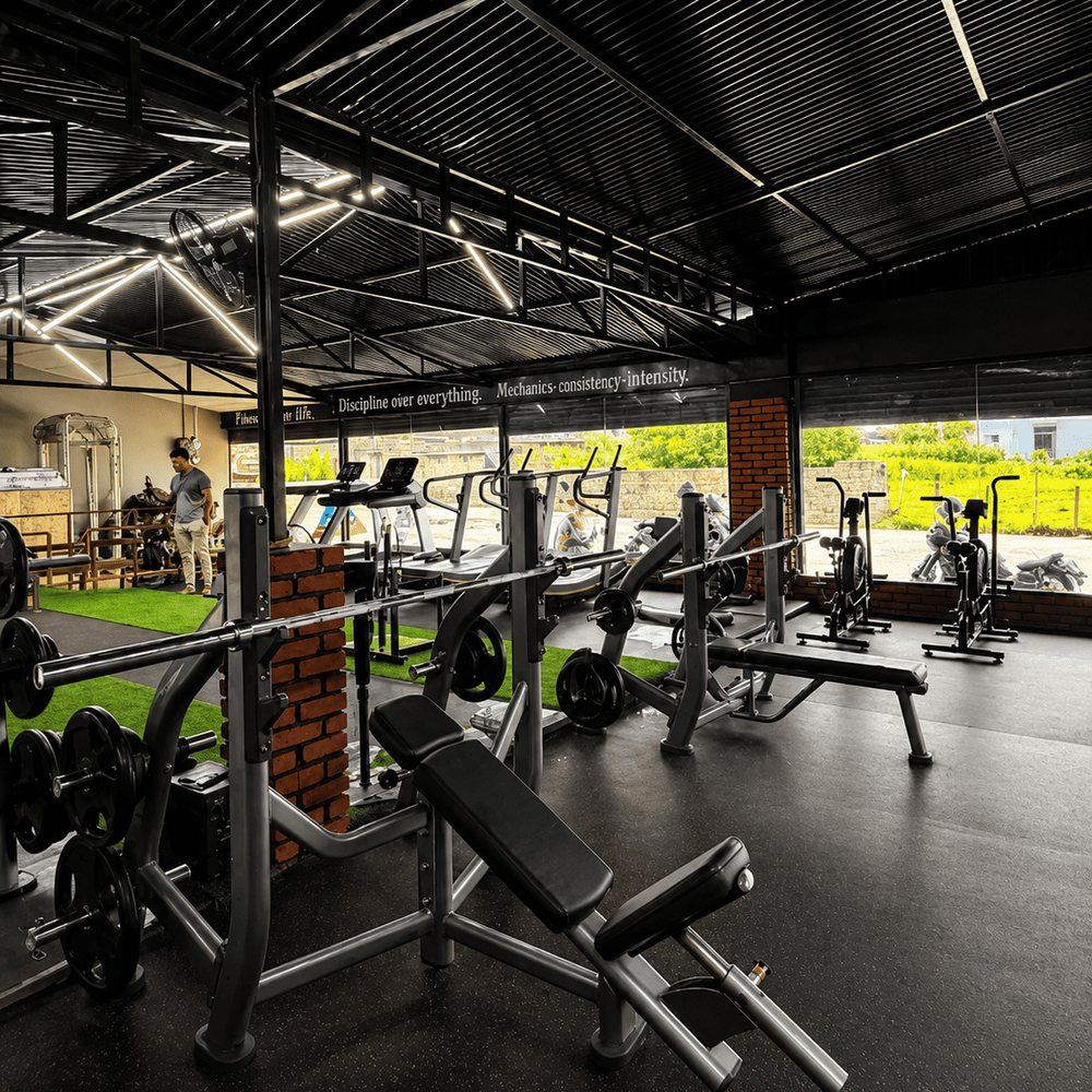 Strength equipment floor with weight racks